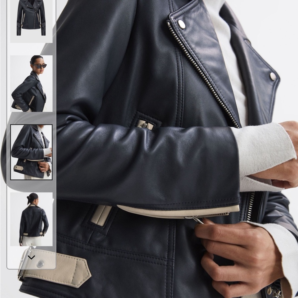 Reiss leather jacket royal navy blue size Xs/s